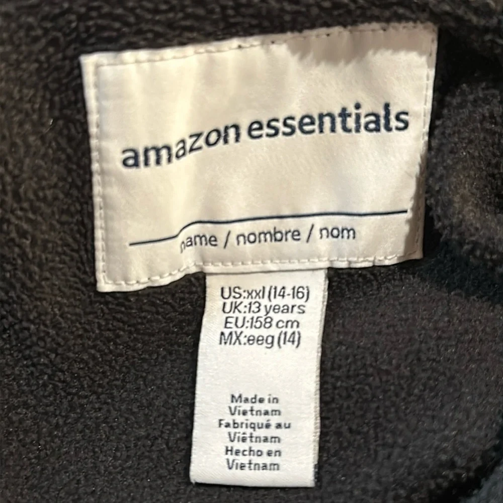 Amazon Essentials Kid’s Black Fleece Jacket - Boy / Girl, XXL (14-16)